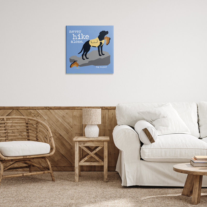«Never Hike Alone Dog», art mural sur toile par Dog Is Good, H 24 po x l 24 po