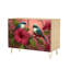 Sideboard Buffet Cabinet with Storage Three Birds Perched Flowering Branches Pink Blossoms Hibiscus Soft with 2 Doors for Living Room and Kitchen