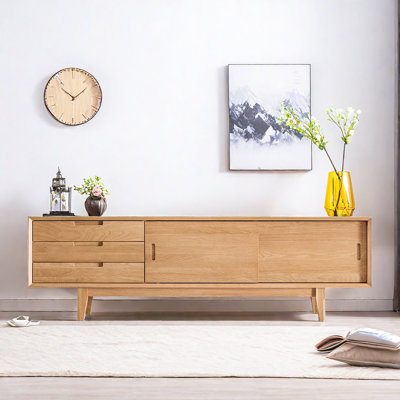 Crédence de rangement moderne en bois massif l 70,8 po Modern