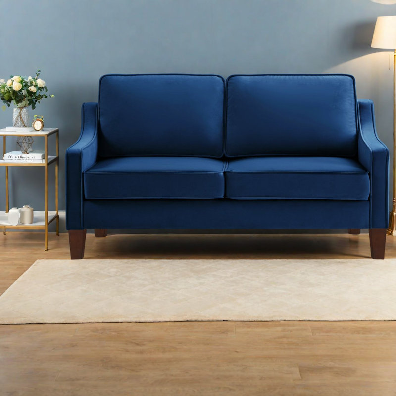 Causeuse moderne en velours bleu marine 51 pouces