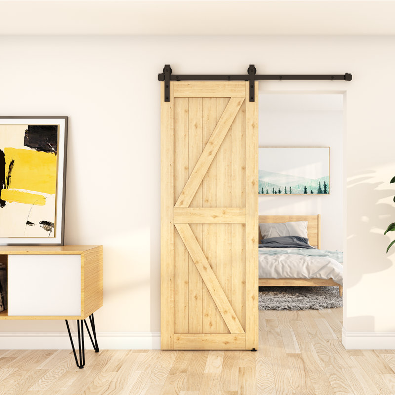 Matte Black Steel Sliding Single Barn Door Hardware Kit