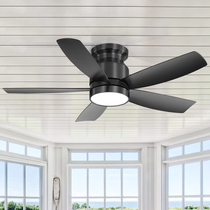 Ventilateur de plafond encastré à 5 pales de 42 po Rachel, Lame noire avec corps noir