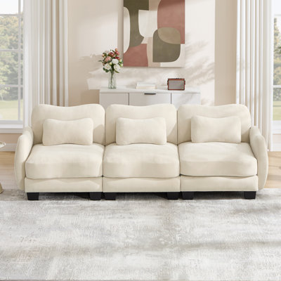 101.1'' Chenille Curve Design 3-Seater Sofa Modular Couch For Living Room Office,Easy To Assemble