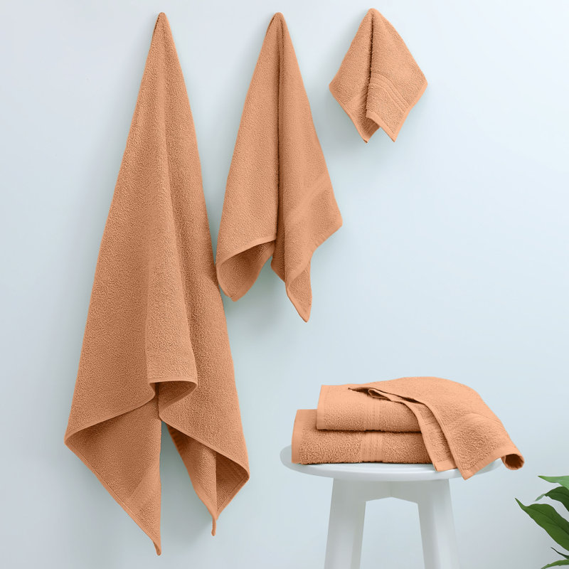 Martex Easy Living The Everyday Towel 6 Piece Set 6 - Piece 100% Cotton Multi-Size Set Guest Room Case Pack, Peach