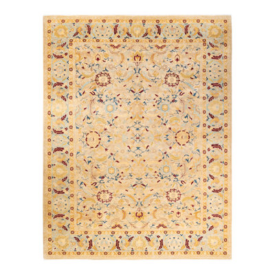 Tapis unique noué à la main sable Keenan 9 pi 1 po x 12 pi 1 po