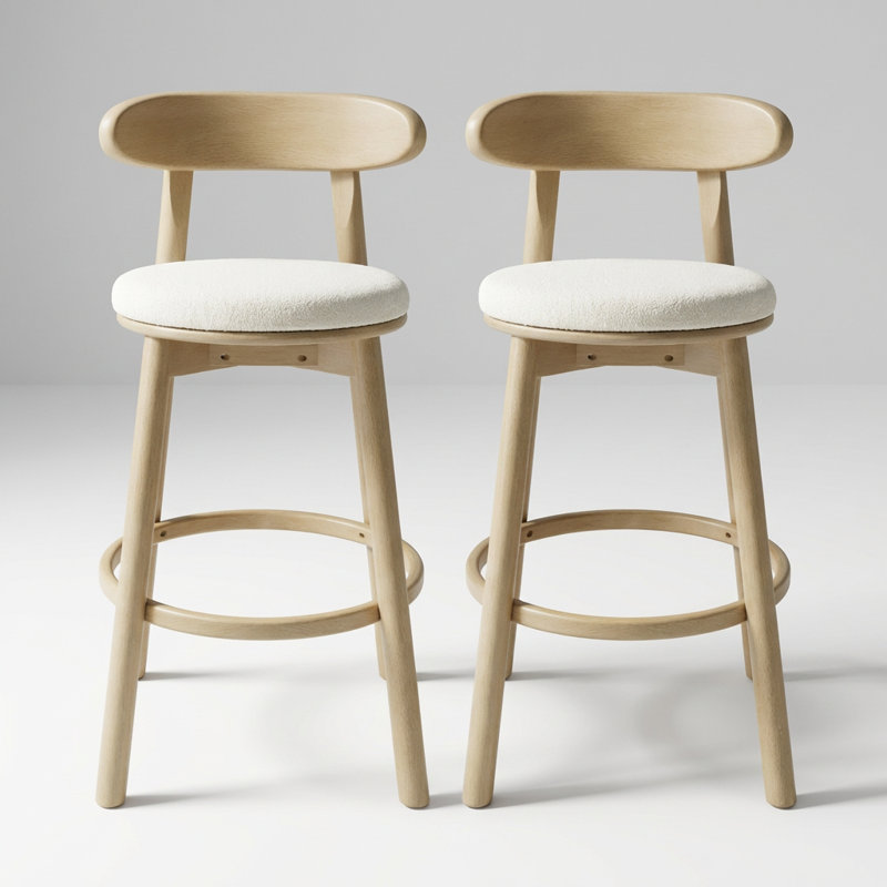 Ensemble de 2 tabourets ronds à coussins avec structure et revêtement