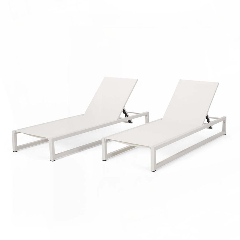 Chaise longue d'extérieur en aluminium Quinn, Blanc