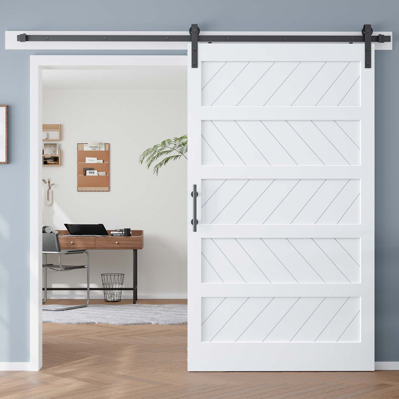 White 48" x 84" MDF Sliding Barn Door with PVC Surface