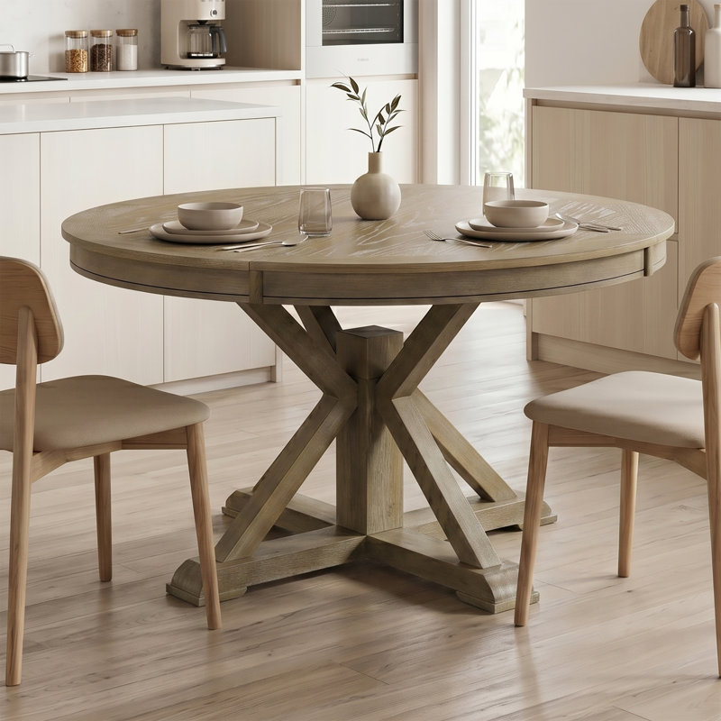 Table de salle à manger L 54,01 x l 42,01 Babacer avec rallonge amovible et base en bois pour la cuisine et la salle à manger