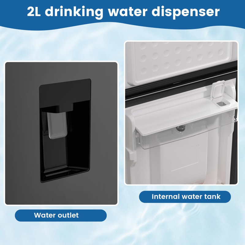 BANGSON 7.3 Cu.Ft Compact Fridge with Water Dispenser & Freezer, Low Noise for Office, Dorm, Apartment, Black, Black