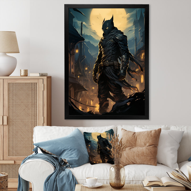 «Villian In The Night Sky», reproduction sur toile, H 40 po x l 30 po x P 1,5 po, Cadre simple noir