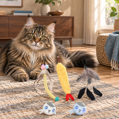 Ce kit de remplacement de 3 pièces pour le jouet balle pour chat compatible comprend 2 queues en plumes et 1 queue en pompon et convient uniquement à ce jouet balle pour chat compatible.
