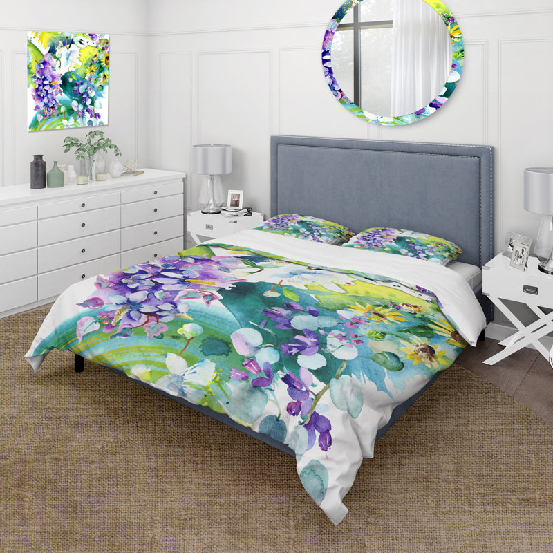 Bouquet de fleurs sauvages et de tournesols - Ensemble de housse de couette Farmhouse - Microfibre de polyester