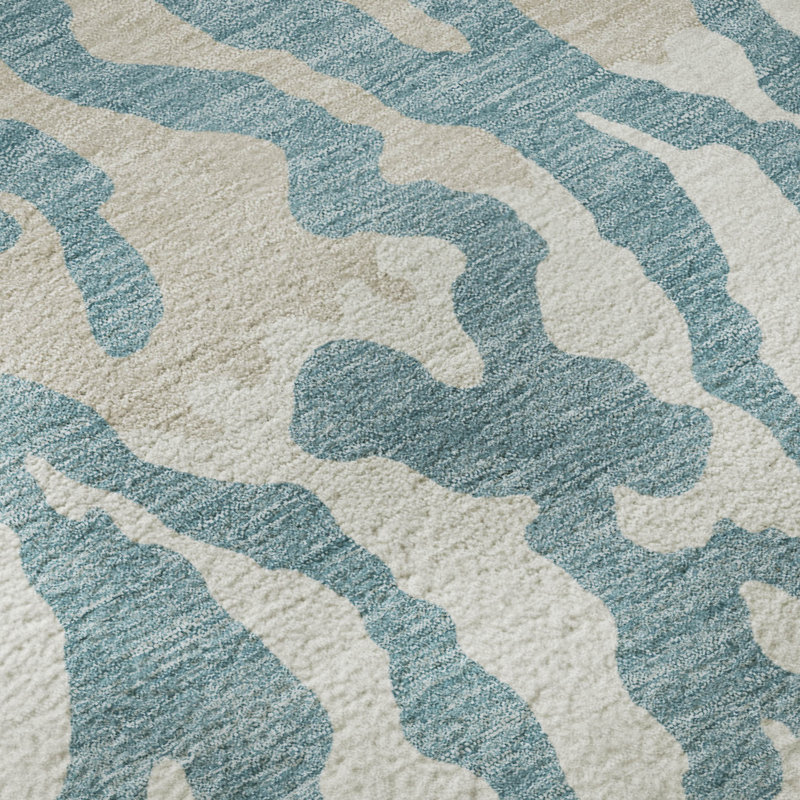 Premium Machine Washable Prisco Teal Rug, Rectangle 8' x 10'