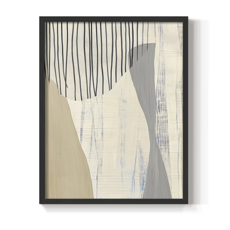 Impression abstraite encadrée XLIX - prête à être accrochée - fabriquée aux États-Unis, H 20 po x l 16 po, Noir