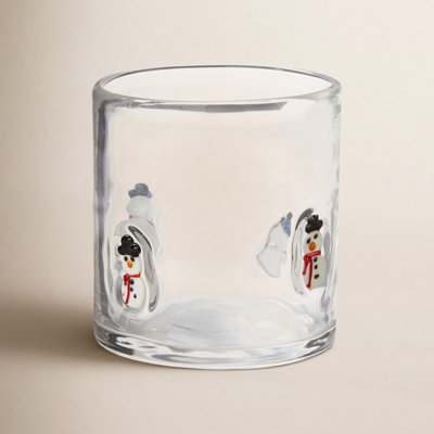 Snowman Clear Glass Double Old Fashion Drinkware