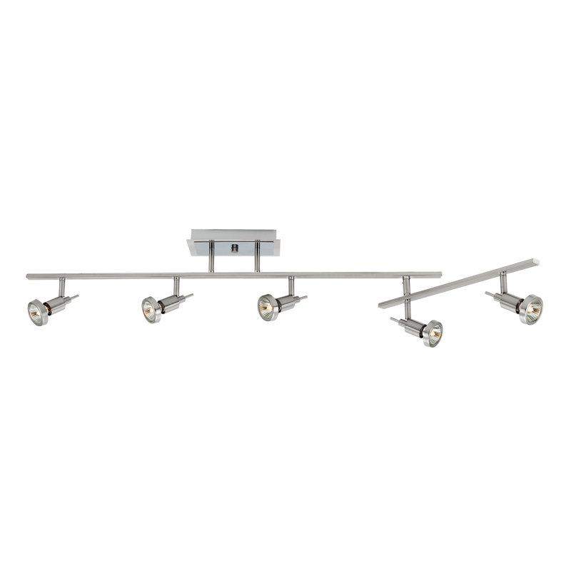 Philpott 5 -Light Fixed Track Track Kit with Dimmable and Adjustable Head, Brushed Steel