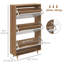 Armoire à chaussures étroite avec 3 portes rabattables et tablettes réglables-2090838119