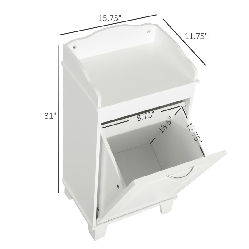 Panier à linge inclinable de 31 po, armoire de rangement blanche, espace supplémentaire, coins non utilisés, armoire stable