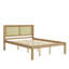 Lit plateforme en bois massif avec tête de lit en rotin, cadre de lit Boho de style campagnard, rangement sous le lit, aucun sommier nécessaire