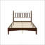 Lit plateforme double en bois pleine grandeur avec tête de lit en forme de gourde, style rétro et support à lattes en bois, finition noyer-131475850