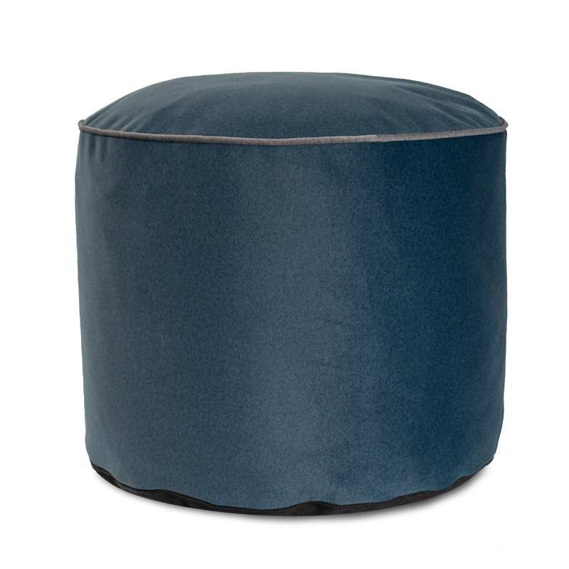 Qiviut Blue Tall Pouf, Blue 
