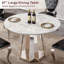Table de salle à manger ronde en marbre de 47 po, table de cuisine moderne avec plateau en faux marbre ultrabrillant et base en acier inoxydable pour la salle à manger, cuisine (argent, blanc) (table seulement)-293409745-293409744