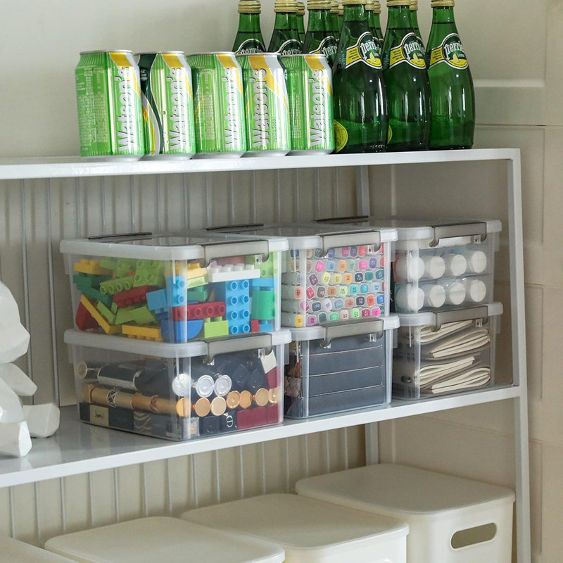 6 bacs de rangement avec couvercles en plastique pour organiser des boîtes de rangement transparentes empilables City Life