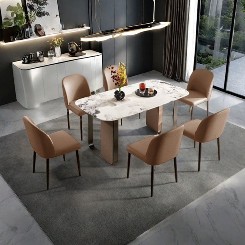 Light luxury high-end dining table set, 7