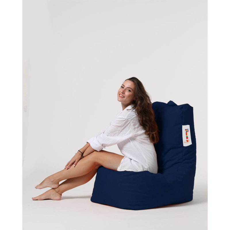 Petit fauteuil à billes, Polyester à 100 % bleu foncé
