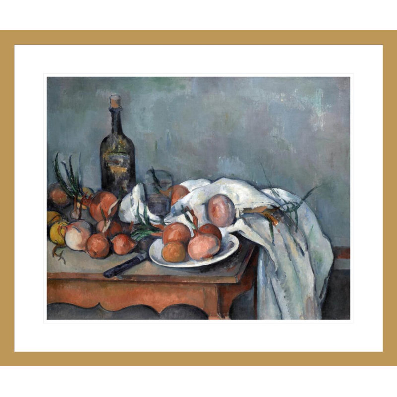 «Nature morte aux oignons» par Paul Cézanne, H 23,5 po x l 27,76 po