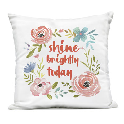 Shine Brightly Today Outdoor Printed Pillow, design by Lettered and Lined