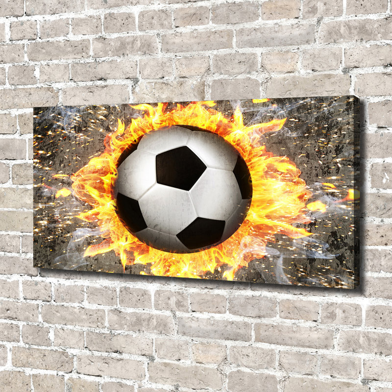 Burning Soccer Ball - No Frame Print on Canvas