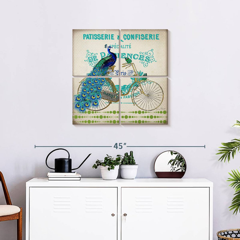 Tergel Peacock On Bicycle III, 26" H x 26" W