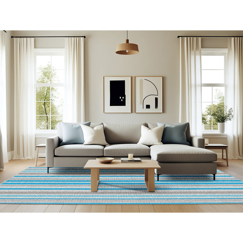 Striped Indoor Rug, Rectangle 6' x 9'