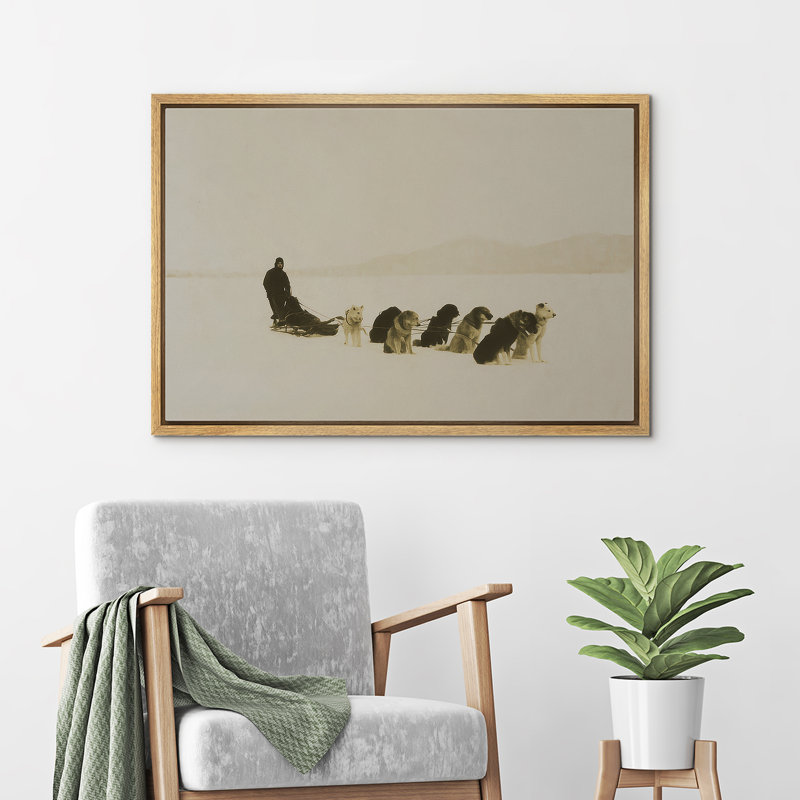 «Dog Sled Team», «Snowfield Adventure», reproduction d'art encadrée sur toile, art mural, H 16 po x l 24 po x P 1,5 po