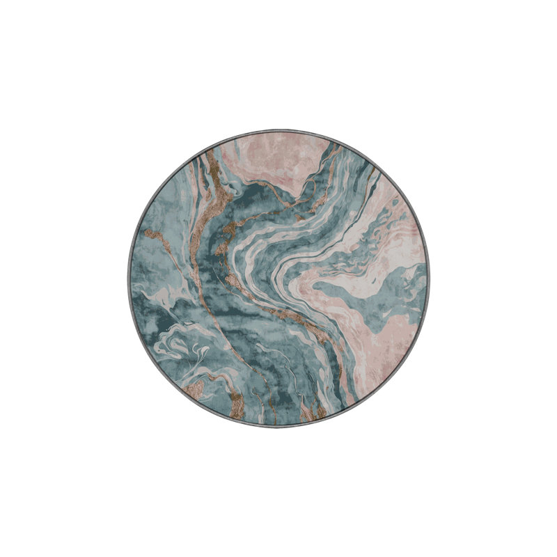 Tapis gris soyeux et moelleux, Rond 7 pi