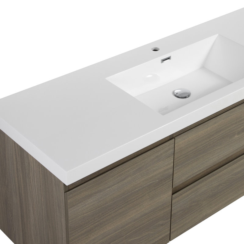 Wall Mounted Bathroom Storage Vanity, Oak