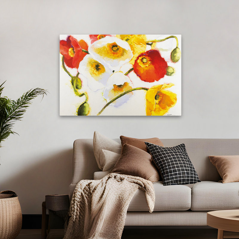Fleurs ensoleillées contemporaines à fleurs ensoleillées, H 48 po x l 32 po