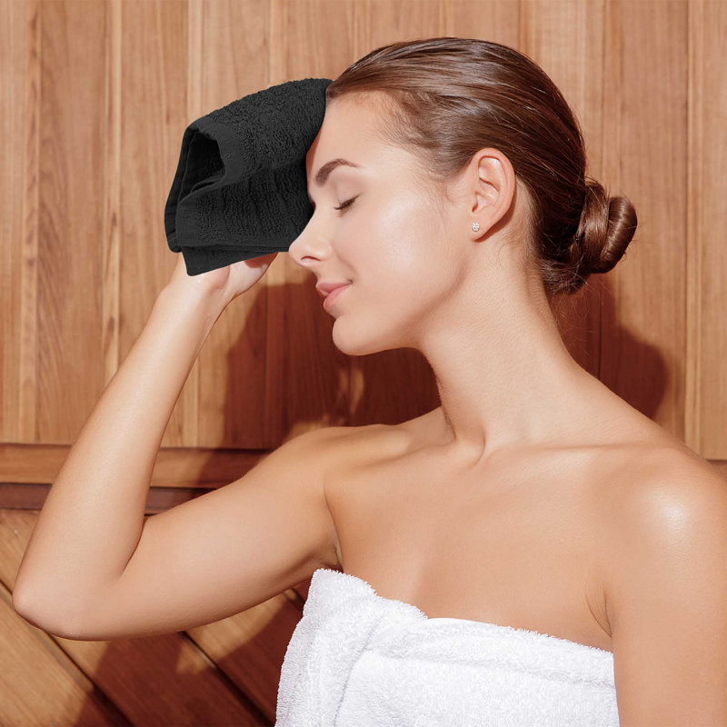 Jeanise Midweight Washcloth, Black/White