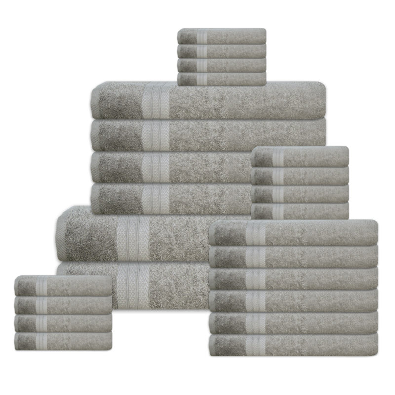 Serviettes de bain en tissu éponge (paquet de 24), Platine