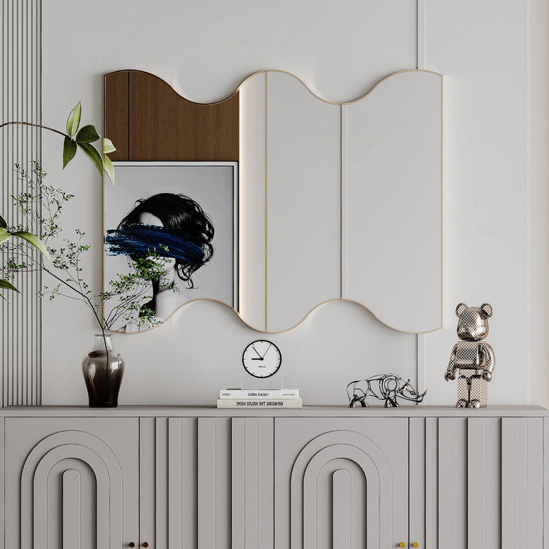 Miroir mural Miroir rectangulaire avec côtés ondulés