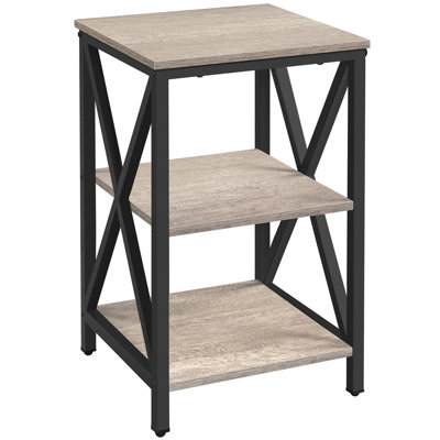 Wooden 3 Tier End Table with Storage