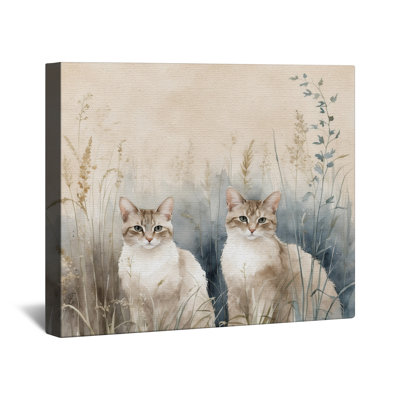 «Two Cats In Grass», toile tendue dans de nombreuses tailles