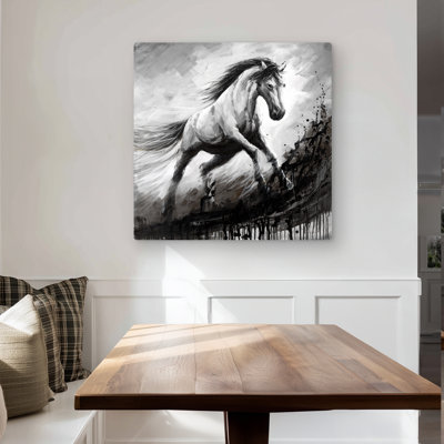 White horse in the wind - Black Horse Metal Print | Home Decor
