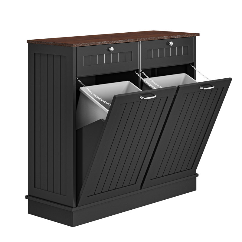 40 in. W x 14 in. D x 36 in. H Ready to Assemble Floor Base Tilt-Out Trash Kitchen Cabinet with 2-Drawer Trash Can not included