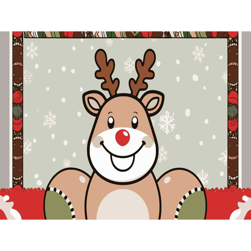 Tapis de vacances d'hiver de Noël lavable The Holiday Aisle®, Rectangulaire 2 pi x 3 pi