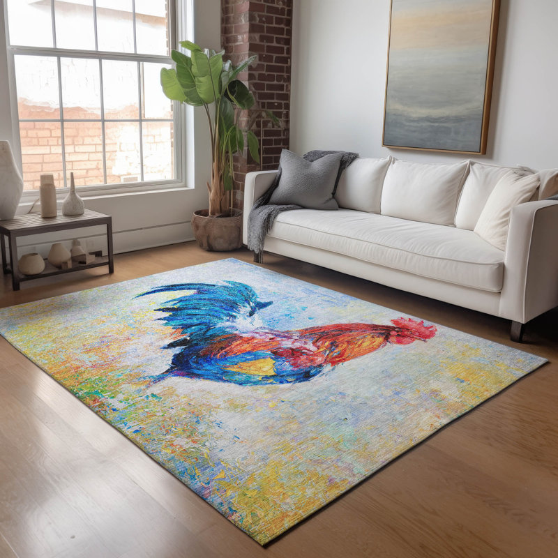 Premium Machine Washable Clemie AMF156 Blue Rug, Rectangle 8' x 10'