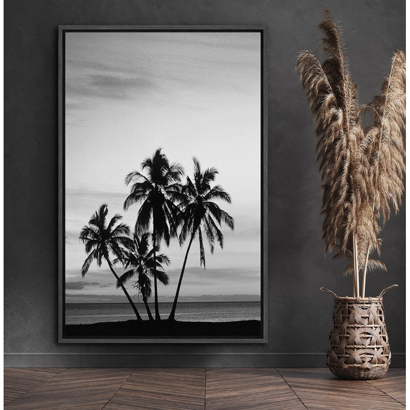 Film Grain Palm Trees & Skyline Floral Plants, photographie d'art moderne rustique sur toile, H 24 po x l 16 po x P 1,5 po