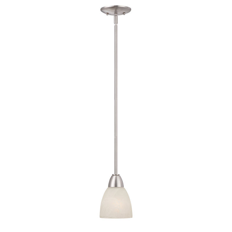 Luminaire suspendu en forme de cloche à 1 lumière Jefferson, Nickel brossé